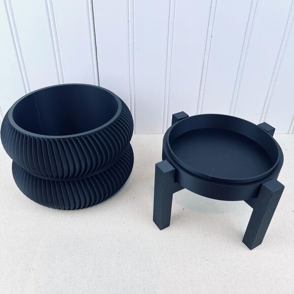 Ribbed Indoor Planter Pot, Miko Planter Pot, Flower Pot, Drainage Tray and stand - Picture 7 of 10